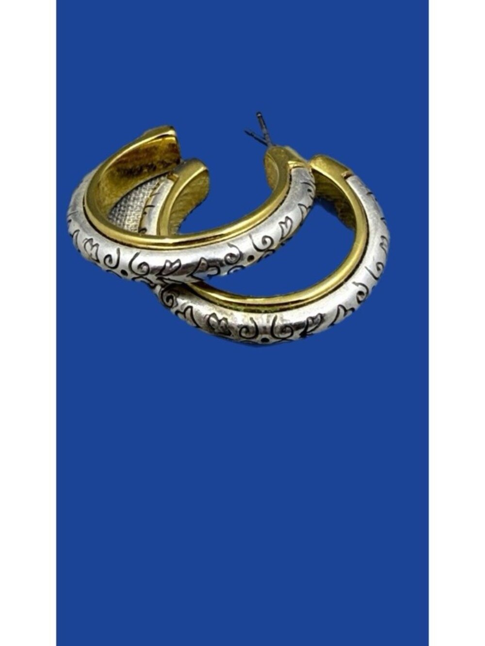 BRIGHTON Venezia Hoop Post Earrings Silver And Gold.